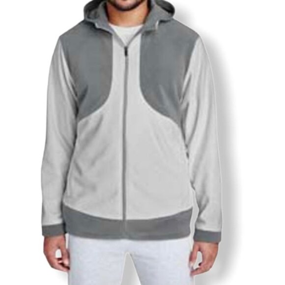 Team 365 Full Zip Jacket Microfleece Men's Hoodie Gray Plus Size 2XL - Picture 1 of 9